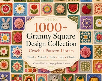 1000+ Granny Square Crochet Patterns Bundle | Floral, Classic, Lace & Novelty Motifs | PDF Download