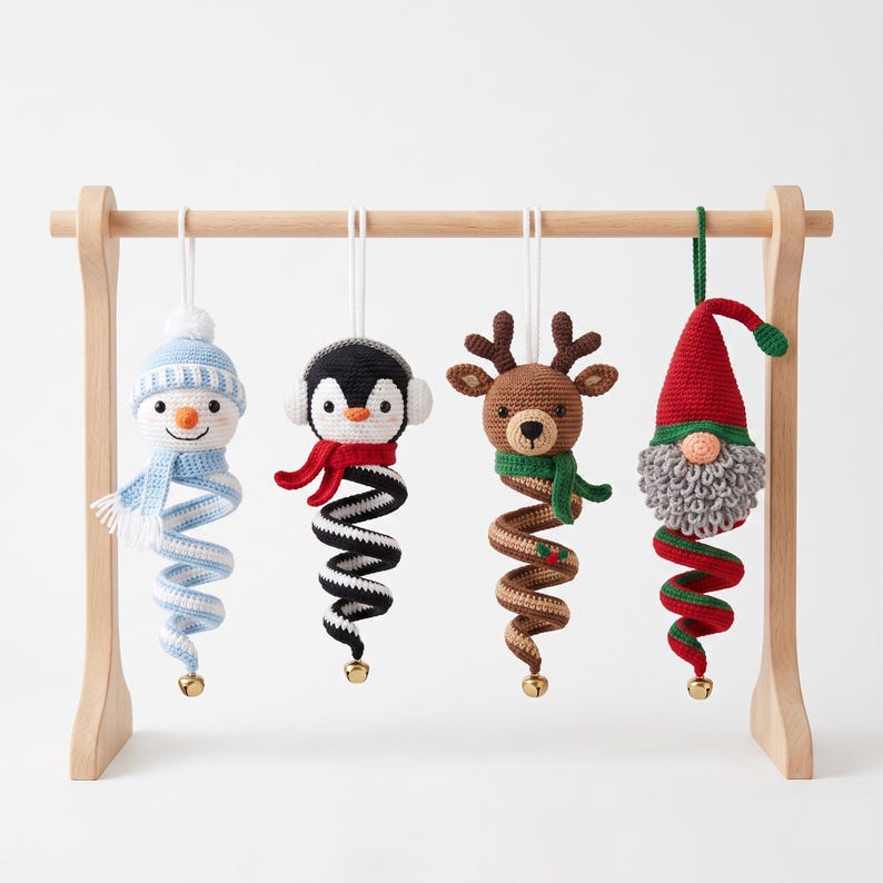 Crochet Spiral Wind Spinner Pattern, 4-in-1 Christmas Ornament Amigurumi Snowman Penguin Reindeer Gnome, PDF Digital Download image 8