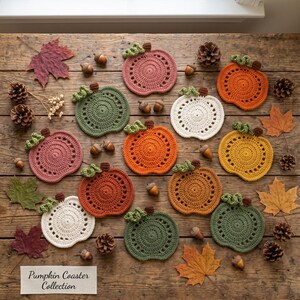 Crochet Pumpkin Coaster & Mug Rug PDF Pattern | Beginner Halloween Crochet, Fall Table Decor, Autumn DIY Thanksgiving Gift image 2