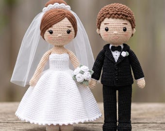 Schema per realizzare all'uncinetto una coppia di sposi amigurumi / Bambole fai da te Mr. & Mrs. Forever (Sposi) - Tutorial PDF