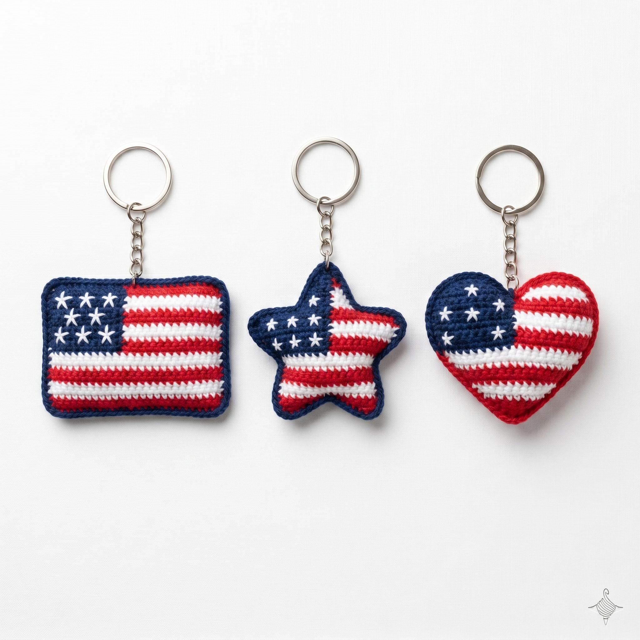 39 American Flag Crochet Patterns to Show Your Patriotic Style 16 Crochet Keychain American Flag