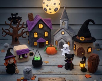 Haunted Village Collection — 15 Halloween Amigurumi Crochet Patterns (PDF Digital Download)