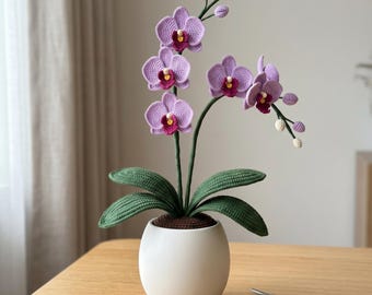 Orchid Crochet Pattern PDF | Phalaenopsis Potted Orchid Crochet Plant | Realistic Flower Crochet Decor | Plant Lover Gift DIY