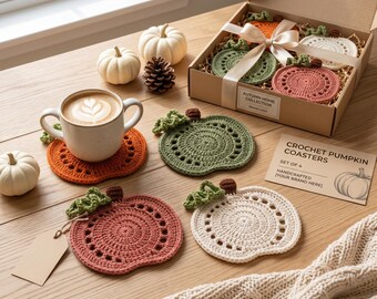 Crochet Pumpkin Coaster & Mug Rug PDF Pattern | Beginner Halloween Crochet, Fall Table Decor, Autumn DIY Thanksgiving Gift