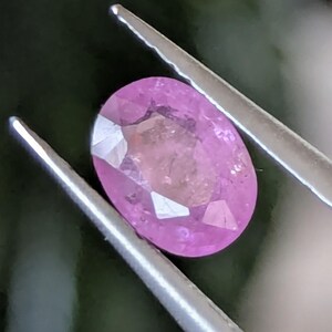 Rubí rosa natural de Madagascar, talla ovalada: 1,035 ct, relleno de vidrio.