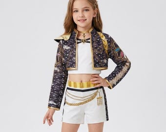 Girls Demon Hunter Costume, Children Cosplay Outfit, Fantasy Performance Wear