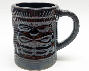 Vintage Orchids of Hawaii Tiki Ceramic Coffee Mug, Polynesian-Inspired Decor