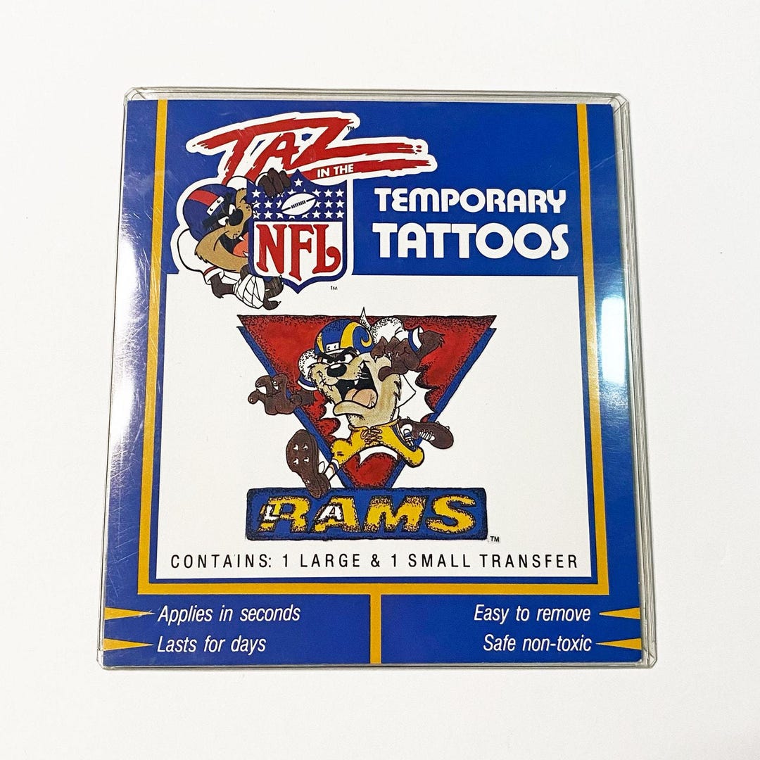 Vintage 1992 St. Louis Rams Football Temporary Tattoos, Taz in the NFL ...