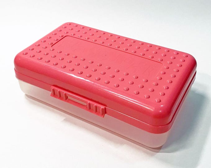 Spacemaker Box Plastic Kids Vintage Spacemaker Bubblegum Pink Opaque Plastic School Supply Pencil ...
