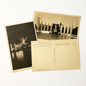 Vintage 1933 Chicago World's Fair A Century of Progress International Exposition Deeptone Black & White Postcards (Set of 3)