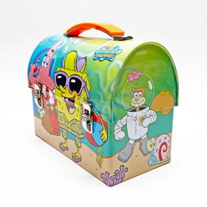 Vintage 2005 Nickelodeon SpongeBob SquarePants Tin Metal Lunchbox Beach Theme