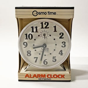 Vintage 1980s Cosmo Time leicht zu sehender Aufziehwecker - leuchtet im Dunkeln