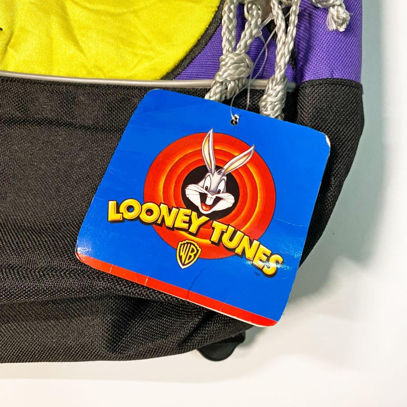 Mochila escolar transparente morada de Piolín de Looney Tunes, estilo vintage del año 2001 (Y2K), nueva con etiquetas. imagen 2