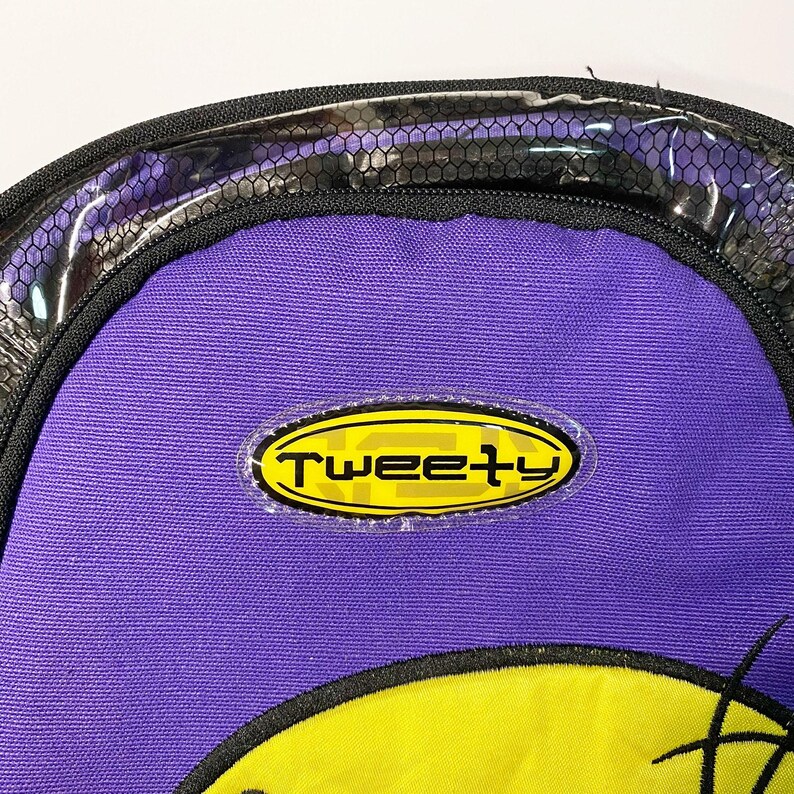 Mochila escolar transparente morada de Piolín de Looney Tunes, estilo vintage del año 2001 (Y2K), nueva con etiquetas. imagen 3