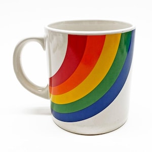 Vintage 1986 FTDA Rainbow Stripe Ceramic Coffee Mug