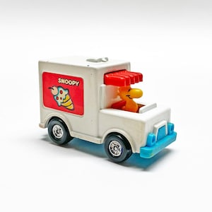Vintage Peanuts Snoopy Woodstock-ijswagen, gegoten speelgoedauto