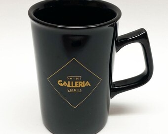 Vintage 1990s Saint Louis Galleria Logo Black Ceramic Coffee Mug