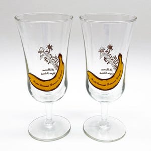Vintage Banana Daiquiri Souvenir Cocktail Glasses - The Mountain Top, St. Thomas Virgin Islands