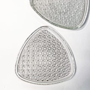 Vintage 1950s MCM Anchor Hocking Triangle Daisy & Button Glass Snack Plates - Set of 3