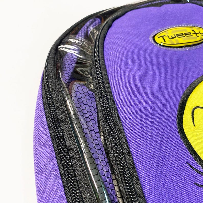 Mochila escolar transparente morada de Piolín de Looney Tunes, estilo vintage del año 2001 (Y2K), nueva con etiquetas. imagen 5