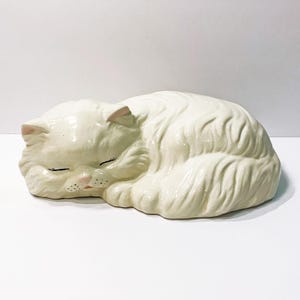 Vintage Sleeping White Cat Large Ceramic Figure 12-inch - Etsy