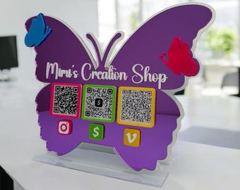 Custom Acrylic QR Code Sign, Business Sign, Social Media Display, QR Payment Sign, Logo Sign, Acrylic Sign, Small Business Checkout Sign