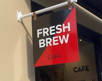 Custom 2D Blade Sign, Logo Sign, Cafe Sign, Metal Hanging Sign, Wall Decor, Shop Sign, Entrance Sign, Round Blade Sign, Double Sided Sign