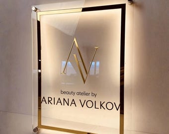 Acrylic Sign, Salon Sign, Backlit Office Sign, Illuminated Acrylic Sign, Spa Sign, Business Logo Sign, LED Sign, Business Acrylic Sign
