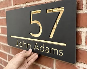 Letrero de dirección personalizado, letrero de número de casa, placa con nombre, nombres de casas personalizados, letrero para exteriores, regalo para el hogar, letrero para puerta, letrero metálico con nombre familiar