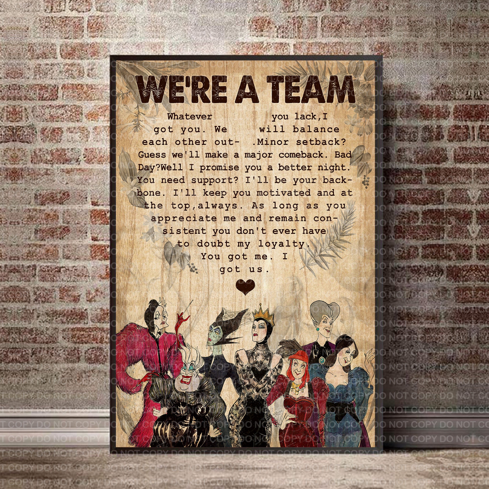 Discover Disney Villains We're A Team Disney Villains Poster