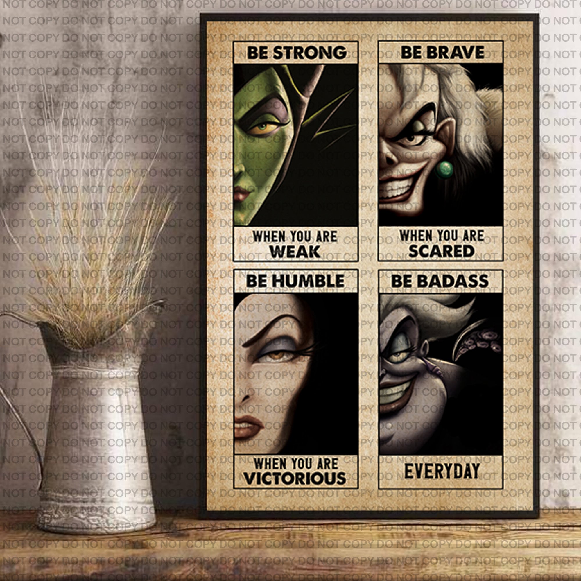 Disney Villains Be Strong Poster Disney villains Poster | by Printblur