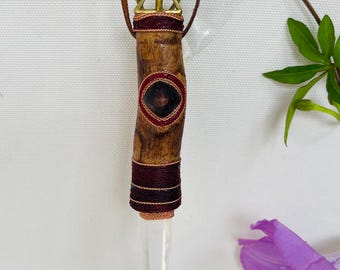 Handcrafted Crystal Talisman | Garnet Merkabah Pendant | Ancient Lemurian Quartz | Sacred Geometry | One of a Kind