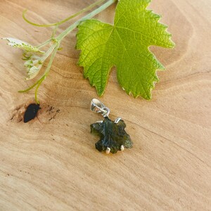 Star Shaped Moldavite Pendant | Raw Czech Tektite, Sterling Silver Claw Setting