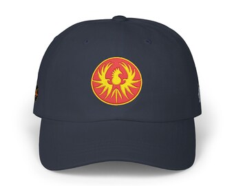 Klassisk pappakeps med Phoenix-emblem | Broderad Firebird-logotyp med PI- och grön Phoenix-broderi