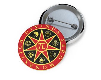 Pi Sigil Emaljknappar | Ockult Symbol, Matematisk Pi-emblem, Röd Svart