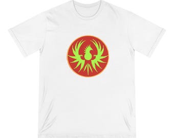 Grön Phoenix-emblem-t-shirt | Tribal Fire-rundlogotyp