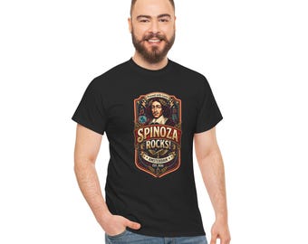 Spinoza Rocks! Tee | Philosopher Portrait, Amsterdam Badge