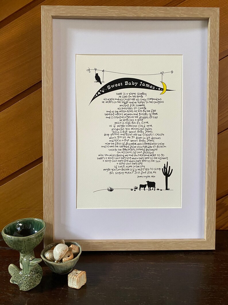 Sweet Baby James Lyrics I Love Art Print Song Words By Etsy