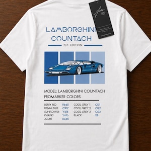 Lamborghini Countach, retro t-shirtdesign / originalkonstverk, exotiska bilar / Bilpresent / Begränsad upplaga
