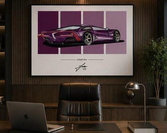 Carro conceito, pôster/arte original, carros exóticos / Presente automotivo / Edição limitada