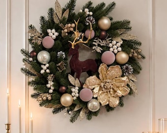 Ghirlanda di cioccolato, decorazioni di cioccolato, decorazioni natalizie di lusso, ghirlanda natalizia fatta a mano, eleganti decorazioni natalizie