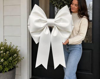 Large White Door Bow | Wedding Entrance Decor | Front Door Decoration | Storefront Grand Opening Bow | Luxury Event Decor |  Outdoor Bow