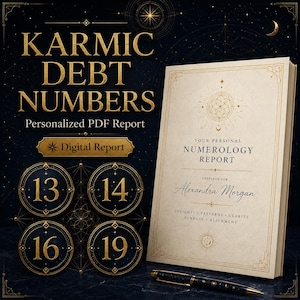 Personalized Karmic Debt Number Analysis PDF, Numerology Reflection Guide (Digital Report)