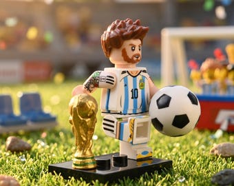 MOC Lionel Messi 10 GOAT Figure Gift, Lego-Compatible, Thanksgiving Gift, Fan Present