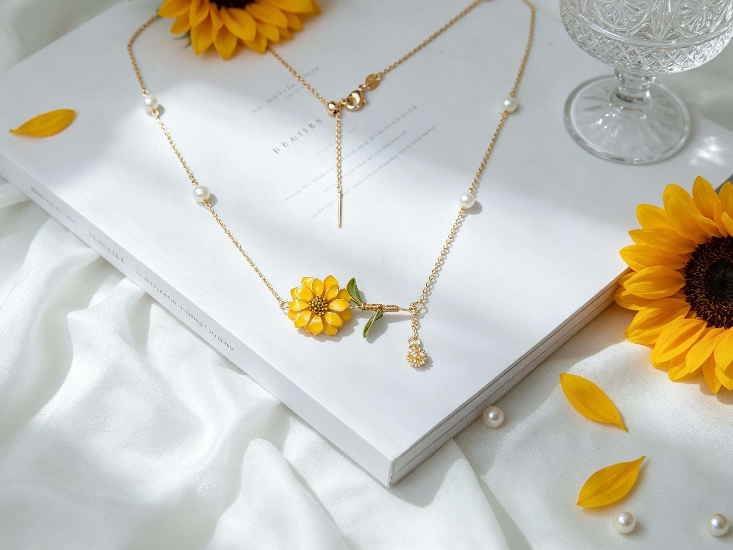 Resin Sunflower Necklace - Etsy