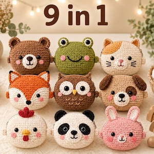9-in-1 Crochet Animal Glasses Case Patterns | Amigurumi Eyeglass Holder (Digital Download)