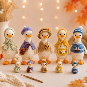Virkade gåsmönster utan syning – Amigurumi plysch, nyckelringskläder (PDF)