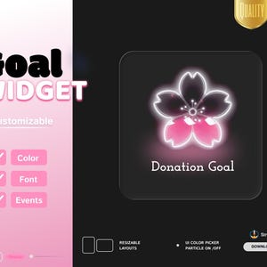 Sakura Goal Widget | Cherry Blossom Twitch Donation, Follower & Sub Goal for StreamElements, Streamlabs