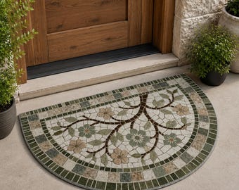 Halfronde bloemendeurmat Scandinavische minimalistische haltapijt zachte absorberende vloermat woondecoratie cadeau