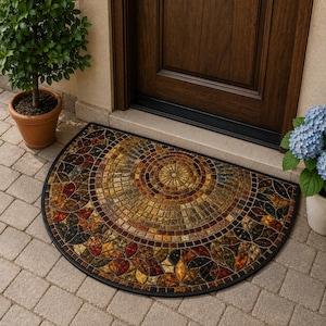 Semi Circle Door Mat | Arched Welcome Rug, Absorbent Diatomite Entryway Decor